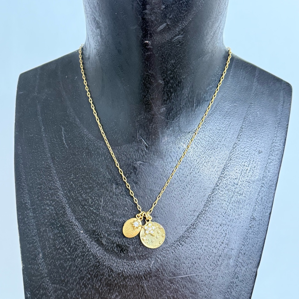 Vintage Catherine Popesco France Gold Tone Locket Moon Star Rhinestone Necklace 54$